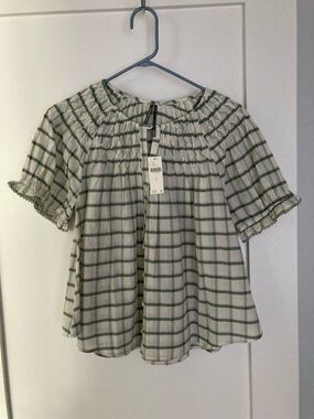 Anthropologie short sleeve smocked top